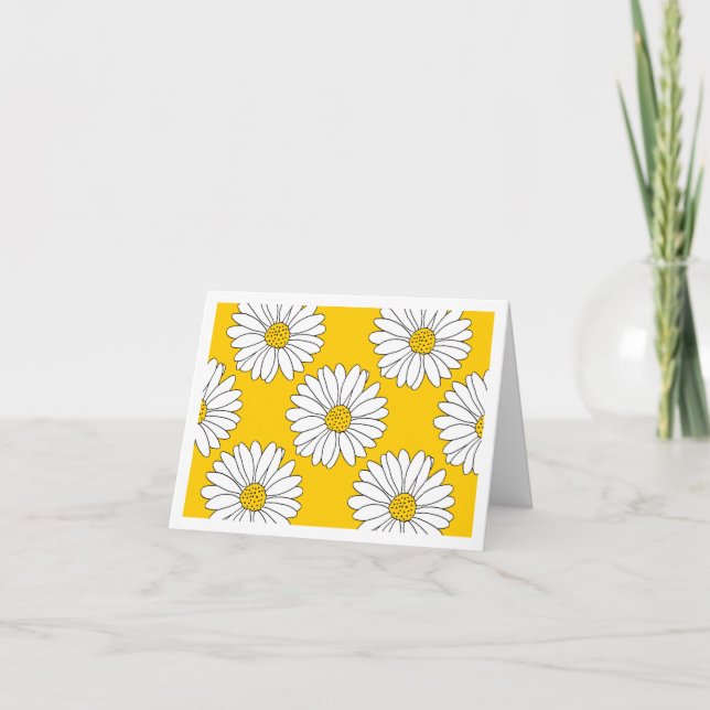 Carte De Remerciements Motif de marguerite jaune blanc 2 (Devant)