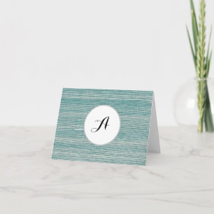 Carte De Remerciements Motif de monogramme personnalisé en herbe marine