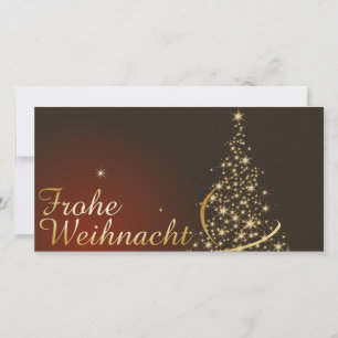 Carte De Remerciements Motif de Noël rouge avec arbre de Noël doré