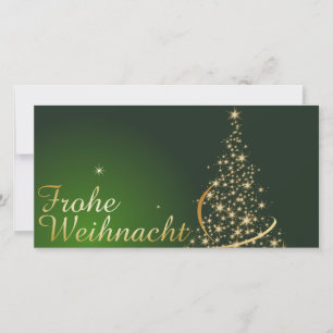 Carte De Remerciements Motif de Noël vert avec arbre de Noël doré