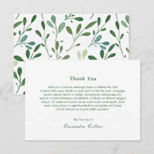 Carte De Remerciements Motif de verdure Funérailles modernes