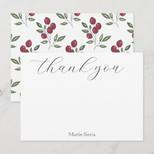 Carte De Remerciements Motif des Berries rouges de Bourgogne