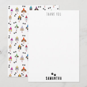 Carte De Remerciements Motif des chiens de fête d'anniversaire