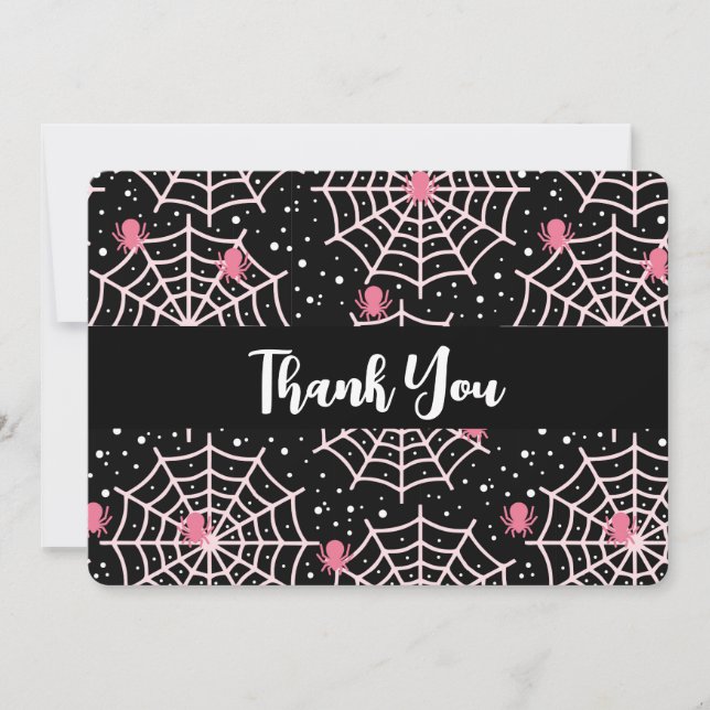 Carte De Remerciements Motif des toiles d'Halloween et araignées (Devant)