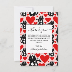 Carte De Remerciements Motif d'illustration de cœur de mouffette rose pou