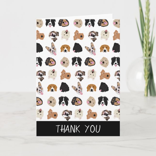 Carte De Remerciements Motif d'illustration du visage de chien mignon (Devant)