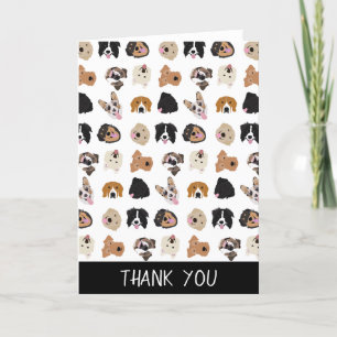 Carte De Remerciements Motif d'illustration du visage de chien mignon