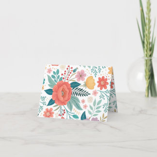 Carte De Remerciements Motif d'impression floral dynamique