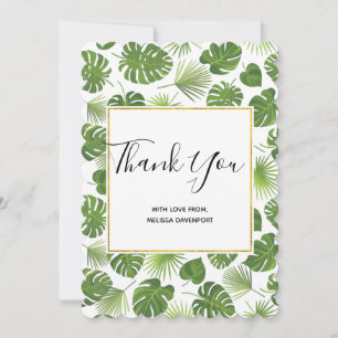 Carte De Remerciements Motif Feuille élégant Green Tropical