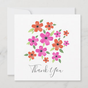 Carte De Remerciements Motif floral rose et orange chaud