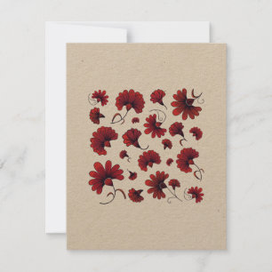 Carte De Remerciements Motif floral vectoriel d'œillet rouge