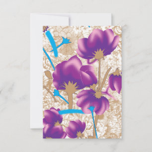 Carte De Remerciements Motif floral vif avec violet et bleu f