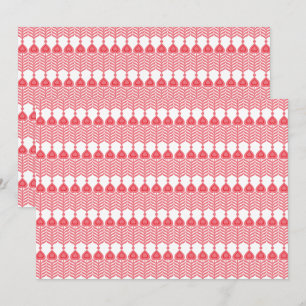 Carte De Remerciements Motif géométrique rouge et rose avec interlo