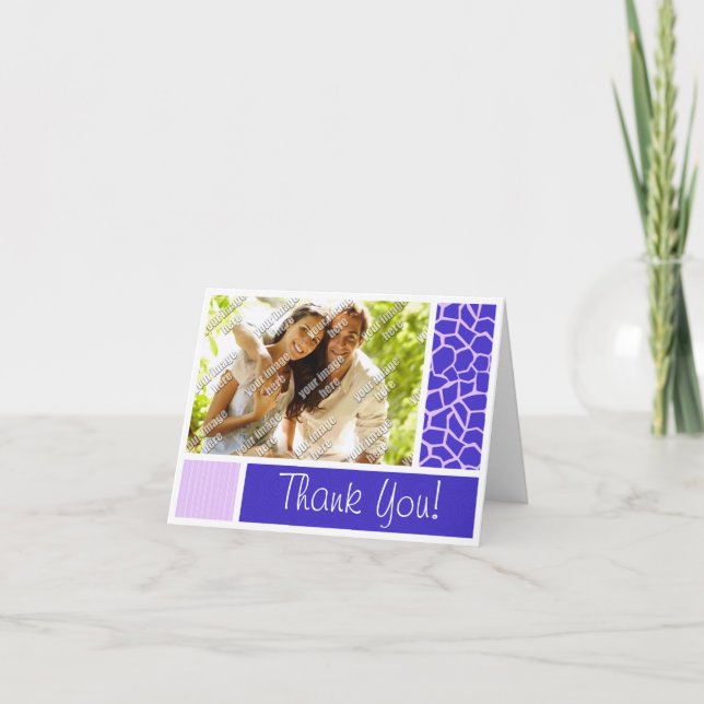 Carte De Remerciements Motif Girafe Violet (Devant)