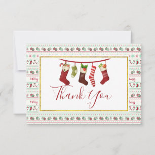 Carte De Remerciements Motif moche de Noël avec les bas