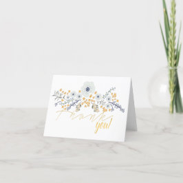 Carte De Remerciements Motif Motif bleu gris jaune pâle
