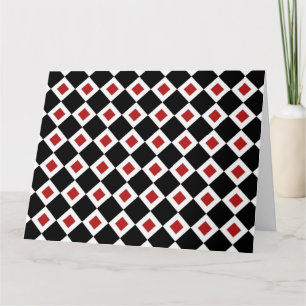 Carte De Remerciements Motif noir, blanc, diamant rouge
