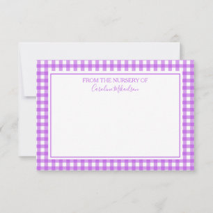 Carte De Remerciements Motif personnalisé En vichy violet et blanc