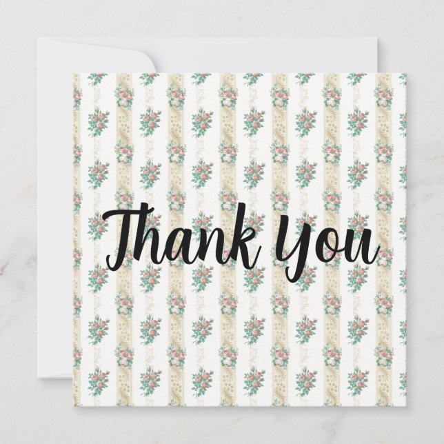 Carte de remerciements Motif Rose vintage (Devant)