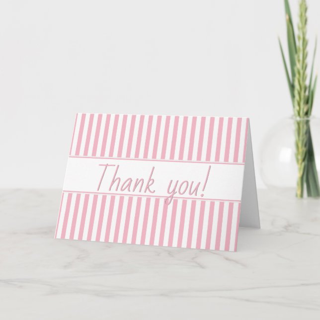 Carte De Remerciements Motif simple - Géométrique rose/blanc (Devant)