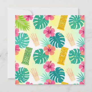 Carte De Remerciements Motif Tiki Hawaïen Tropical pour Mariage Fêtes