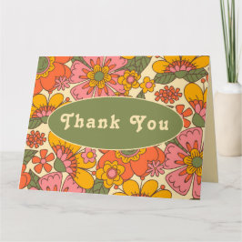 Carte De Remerciements Motif Vintage rétro Floral Boho les années 70 Mari