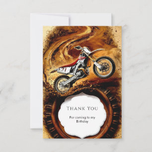 Carte De Remerciements Moto colorée Off Road pour enfants anniversaire