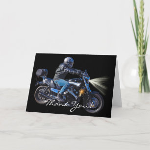 Carte de remerciements moto de nuit