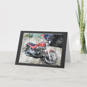 Carte de remerciements moto rouge