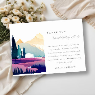 Carte De Remerciements Mountain Country Lilac Fields Mariage paysager