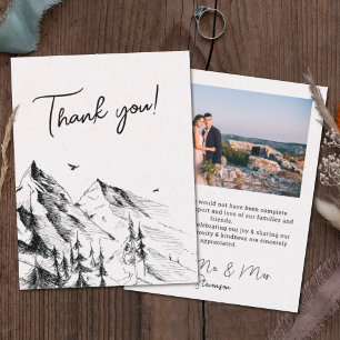 Carte De Remerciements Mountain forest rustic photo wedding