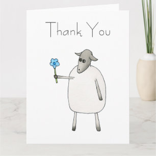 Carte De Remerciements Moutons donnant une fleur, Merci.