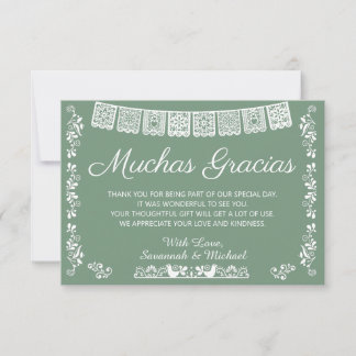 Carte De Remerciements Muchas Gracias Baby Shower Sage Green