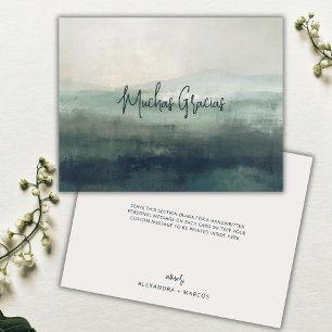 Carte De Remerciements Muchas Gracias Moderne Sage Vert Mariage espagnol