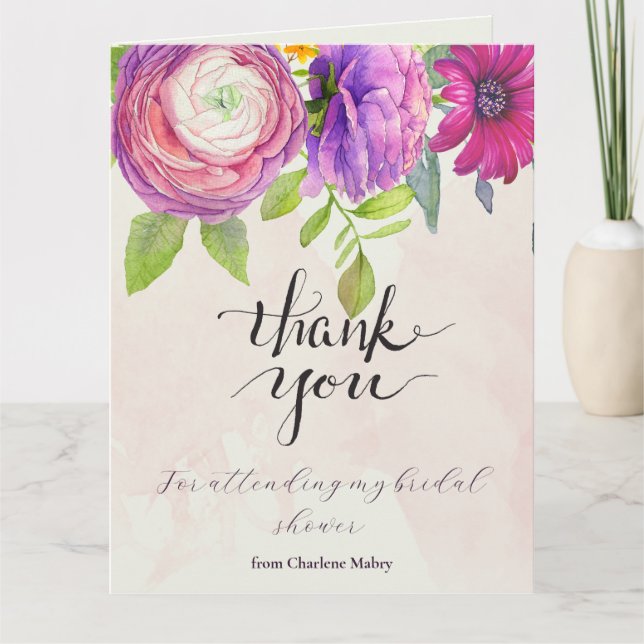 Carte De Remerciements Mulberry Floral Dream 2 Fête des mariées (Devant)