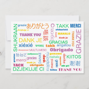 Carte de remerciements multilingue coloré et joyeu