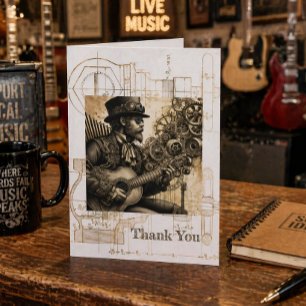 Carte De Remerciements Musicien Steampunk Musicien Vintage Art Mécanique