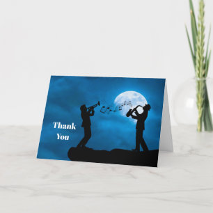 Carte De Remerciements Musiciens Pleine lune Silhouette