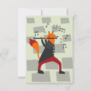 Carte De Remerciements Musique Art Un Renard Et Une Flûte