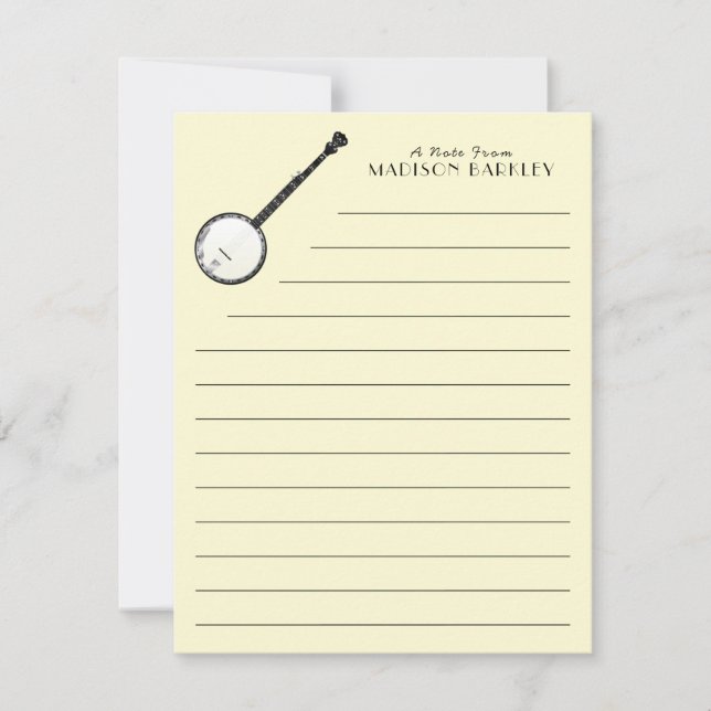 Carte De Remerciements Musique Banjo (Devant)