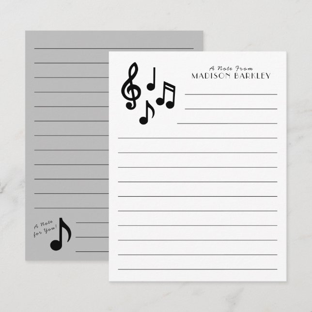 Carte De Remerciements Musique Note Professeur de musicien (Devant / Derrière)
