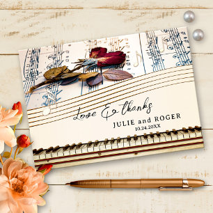 Carte De Remerciements Musique romantique Personnalisé Photo Mariage Cart