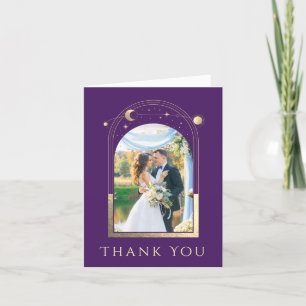Carte De Remerciements Mystic Purple Gold Sun Moon Stars Mariage photo