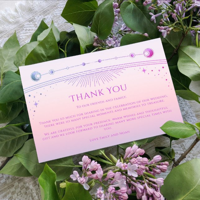 Carte De Remerciements Mystic Sunset Rose Star Moon Stars Photo Mariage (Créateur téléchargé)
