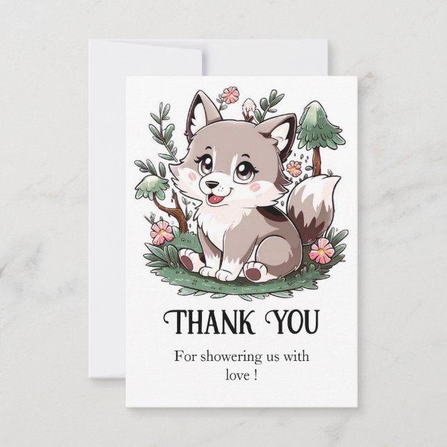 Carte De Remerciements Mystical Pretty Wolf Baby shower (Devant)