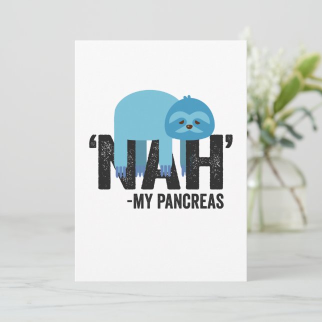 Carte De Remerciements Nah mon Pancréas Drôle Ruban Bleu Diabetes Paresse (Debout devant)