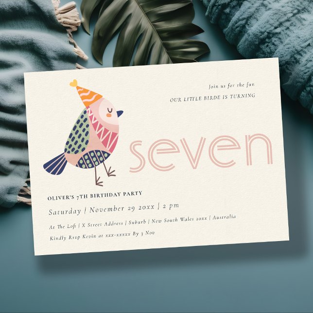 Carte De Remerciements Naissance mignonne rose pâle N'importe quel âge 7e (Créateur téléchargé)