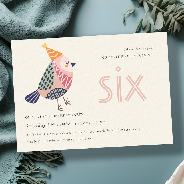 Carte De Remerciements Naissance rose mignonne n'importe quel âge 6e anni (Créateur téléchargé)