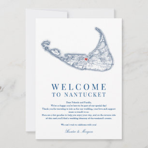 Carte De Remerciements Nantucket MA Mariage Bienvenue Itinéraire Marine B