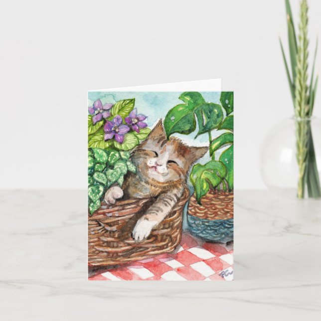 Carte De Remerciements Napping Time Comfy Cat Art par Patricia Chu (Devant)